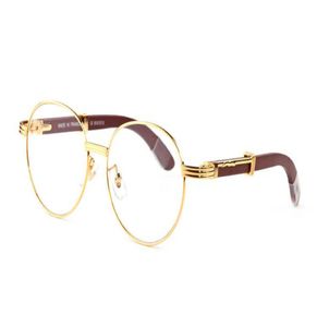 Fashion Cadres pleins de lunettes de soleil Rounds de soleil Marque Designer Sun Glasses For Men Women Buffalo Horn Verres Optical Lunes Blancs Bois Bois Wi5422045