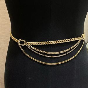 Mode Gold Kette Gürtel Für Frauen Hohe Quaity Luxus Weibliche Taille Punk Metall Korsett Gürtel Mädchen Kleid Einstellbar Galvanik 18K gold