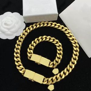 Collares de eslabones con dijes de oro a la moda, gargantillas para mujeres y hombres, joyería de fiesta para parejas, amantes, regalo de compromiso con box261I