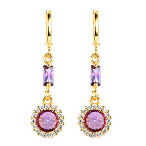 Mode or couleur strass cristal boucles d'oreilles pour femmes filles bijoux cadeaux de fête de mariage balancent lustre
