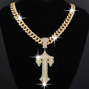 Mode plaqué or croix épée bijoux Hip Hop chaînes cubaines Zircon diamant Trapstar jeu contrôleur pendentif collier pour hommes