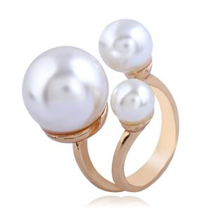 Mode main décoration haute bande créative anneaux perle Index doigt bague #17 #18 #19 taille Grace femmes