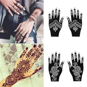 Mode Henna Tattoo Schablone Temporäre Hand Tattoos DIY Körper Kunst Farbe Aufkleber Vorlage Indische Hochzeit Malerei Kit Werkzeuge 220718