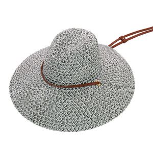 Mode Hepburn vent noir blanc rayé femmes sauveteur chapeau été plage soleil chapeau de paille extérieur large bord Fedora Panama chapeau