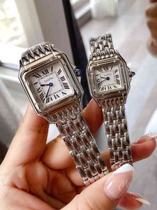 Relojes de moda de alta calidad para mujer, Material de acero inoxidable, hebilla Original, reloj de cuarzo, manecillas azules, esfera de diámetro 27 22mm