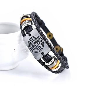 Pulsera hindú de moda con cuentas de cuero multicapa para mujeres y hombres, brazalete religioso, regalo de joyería, pulseras con dijes de TG-01 247P