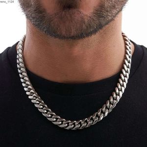 Collier Hip Hop épais en chaîne cubaine Miami pour hommes, en argent 316, en acier inoxydable, bijoux, vente en gros, livraison directe, 2023