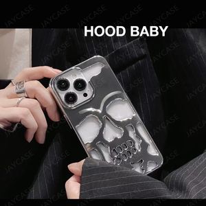 Fashion Hollow Out Skull Phone Case pour iPhone 15 Pro Max 14 13 12 11 Luxury Gold 3D PhonCase Shockproof Hover Shell Hot Vente Nouveau -5