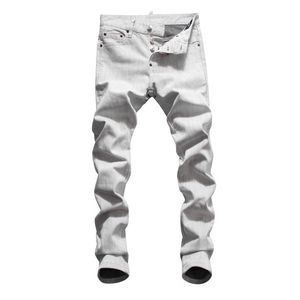 Moda-caliente 2019 Hombres Ripped Denim Jeans rasgados Moda de algodón blanco Pantalones ajustados de primavera otoño para hombres