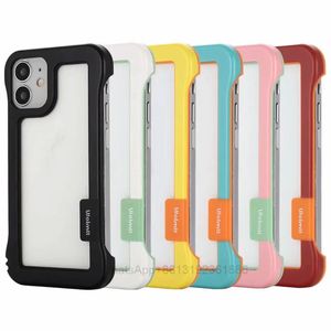 Étuis pour pare-chocs de cadre hybride de mode pour iPhone 13 Mini 12 Pro Max 11 XR XS 8 7 antichoc dur PC + TPU Gel contraste couleur couverture de téléphone portable