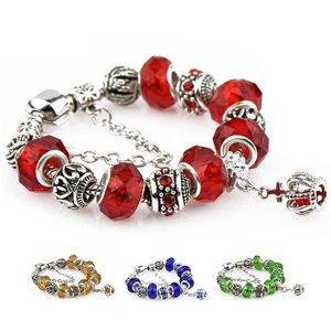 Pulsera con cuentas con orificio grande de cristal, pulseras con cuentas DIY con estilo europeo para mujer, venta de joyería de moda al por mayor