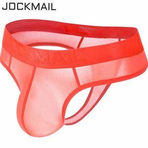 Moda-Jockmail Calzoncillos para hombre Bolsa de pene sexy Nylon Calzoncillos de hielo ultrafinos Ropa interior gay Slip Homme Hombres Bikini Tanga