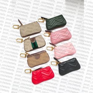 Fashion Key Case Coin Purse Sold with Box Genuine Leather Trim Coated Canvas Zippy Pouch for Women's Gift