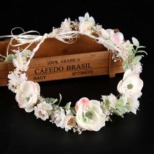 Mode dames blanc fleur diadèmes et couronne couronne Floral femmes bandeau guirlande casque casque mariage cheveux accessoires
