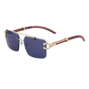 Boîte de léopard de mode Lunettes de soleil en bois pour hommes