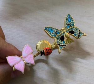 Fashion Luxurious Sets Stereoscopic Butterfly Ladybug Women's Bracelet Necklace Brooch Stud Earring Hairpin ring Sets Brass Wedding banquet Designer Jewelry
