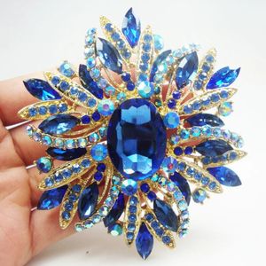 Mode Design de luxe Style Vintage bleu ovale fleur pendentif broche strass cristal or ton sélection multicolore 240109