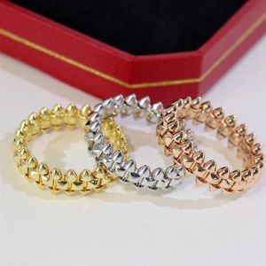 Moda Anillo de lujo CLASH DE Anillos Extravagante 18K Oro Plata Titanio Acero Anillos de bala con diamante Mujeres hombres amante Diseñadores de joyas Regalos de fiesta tamaño 6 7 8 9