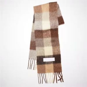 Moda bufanda de lujo AC bufandas de lana de diseñador imitación cachemira enrejado envuelve largo estudiante cálido arco iris a cuadros borla bufandas para mujer simple hj01