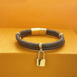 Moda Magnet Lock Pulseras de cuero Unisex carta amante Charm Pulsera joyería de diseño clásico Gift1821