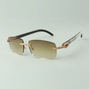 lunettes de soleil fashion medium diamond 3524026 avec branches mixtes en corne de buffle lunettes personnalisées, taille : 56-18-140 mm