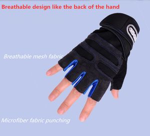 Mode-hommes et femmes gants de fitness demi-doigt respirant antidérapant haltérophilie main haltère équipement formation longs gants de poignet