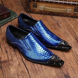 Zapatos de vestir para hombre de cuero italiano Vintage Metal punta estrecha Chaussure Homme de lujo para hombre fiesta formal zapatos de los planos tamaño grande 38-46