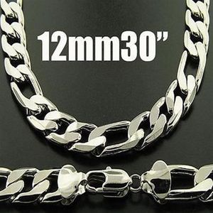 Collier mode homme 1 pièces King-Size hommes chaînes Figaro 925 collier en argent 12mm 30 pouces 76cm 2499