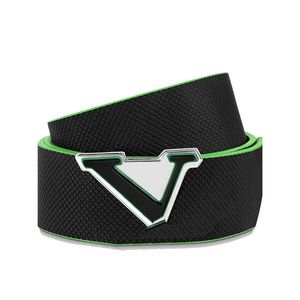 Moda Hombres Tatic Piel de becerro Cinturón de diseño Cinturón de calidad superior Cuero verde negro Cinturones de vestir oficiales suaves de lujo 35 mm de doble cara con caja
