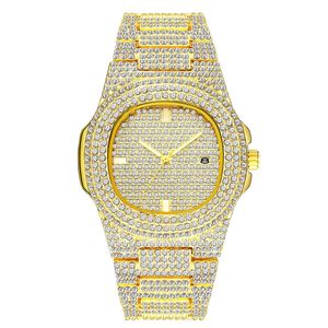 Moda Hombres Mujeres Mira Diamante Iced Out Diseñador Relojes de Diseñador 18K Oro Acero Inoxidable Movimiento de Cuarzo Masculino Regalo Femenino Bling Wring Watchatch