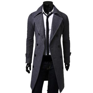 Mode Hommes Laine Mélanges Hommes Vestes Casual Business Trench-Coat Hommes Loisirs Pardessus Mâle Style Punk Mélange Manteaux Vestes 211011