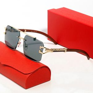 Moda para hombre Gafas de sol de diseñador para mujer Buffalo Gafas de sol sin montura Carti Eyewear Conducción cuadrada Polarizar Deporte Marrón Madera Bambú Gafas de sol Anteojos Lunettes