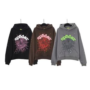 Diseño de sudadera con capucha para hombres de moda sudadera con capucha roja High Street Foam Patrón de araña Patrón de araña Mujeres con capucha de vellón Hombres de alta calidad para mujer sudadera por capucha