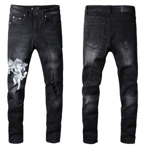 Mode Hommes Jeans Cool Style De Luxe Designer Denim Pantalon Distressed Ripped Biker Noir Bleu Jean Slim Fit Moto Taille 28-40