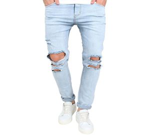 Fashion Mens Skinny Jeans rasgados Fit Slim Stretch Dephush Doce de mezclilla Frayed Jeans Boys Borded Patterns Biros de lápiz J1806092643144