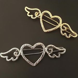 Pinzas para el cabello de Metal a la moda, alas de Cupido, joyería para el cabello, pasadores dulces, horquillas para mujeres y niñas, sombreros de 6,8 cm dorado plateado