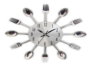 Clocons de cuisine en métal mode 2019 Nouvelles arrivales Creative Spoon Fork Quartz Quartz moderne Design Home Decor Clocks Y2001103778226