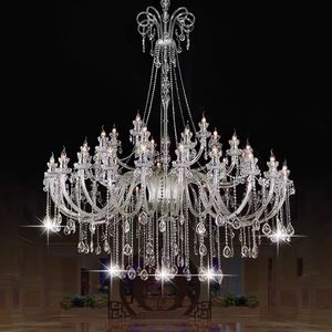 Nuevo europeo candelabro dormitorio rama Villa edificio dúplex salón banquete Hotel Casa Club vela de cristal de lujo luz colgante