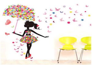 Moda Modern Girl Butterfly Wall Pegatinas Florrales creativas Mural Decorativa Salas de niños Stiker Diy Wall Decals Qt0854460185