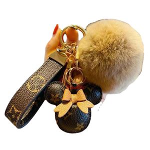 Mode souris diamant conception voiture porte-clés faveur fleur sac pendentif breloque bijoux porte-clés porte-clés pour hommes cadeau PU cuir porte-clés