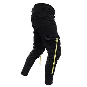 Fashion-New 19ss Mens Black Ripped Jeans Yellow Designer Pockets Pencil Pants Pantalones largos