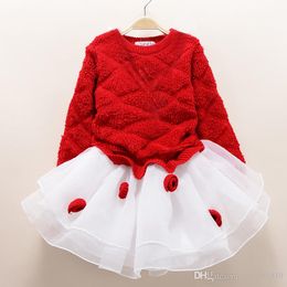 Mode nouvelle automne hiver fille robe robe chaude bébé vêtements pour enfants