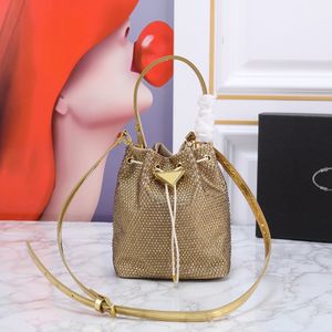 Nuevo bolso de cubo de cristal a la moda, bolso de diseñador para mujer, bolso de hombro, bolso de mensajero de lentejuelas abierto con encuadernación