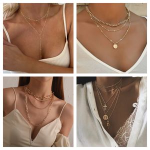 Fashion nouveau créateur Collier Cross personnalisés de chaîne multi-couches Ensemble de chaîne de couches polyvalents concepteur juif concepteur juif pour les femmes