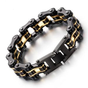 Mode Hommes Femmes Vélo Chaîne Bracelets Biker Bijoux Or Noir Plaqué En Acier Inoxydable Moto Vélo Lien Chaîne Bracelet Bracelet 8.66 