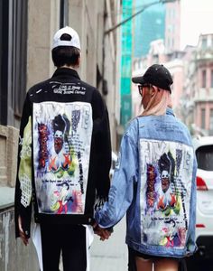 Diseños de parches de moda Chaqueta vaquera Ropa de otoño High Street Hip Hop Punk Vintage Graffiti Cowboy Coat motocicleta Outwear7578152