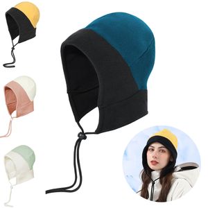 Sombrero de mujer de retales de moda, sombrero protector de oreja a prueba de viento de invierno con cuerda ajustable, cubierta para la cabeza para deportes al aire libre, venta al por mayor, 4 bonitos colores