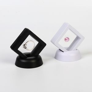 Estuches de PE a la moda, soporte de marco flotante para álbumes 3D cuadrados, caja de monedas para uñas en blanco y negro, estuche de exhibición de joyería para regalo F2678