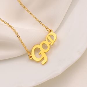 Mode pendentif lettre dieu groupe 18k or jaune rempli chaîne collier g o d LARGE corée nymphe étudiant clavicule
