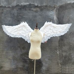 Fondo de fotografía de moda accesorios de fotos de estudio para alas de Ángel de plumas blancas alas de hada de baile hechas a mano puras ancho 170cm